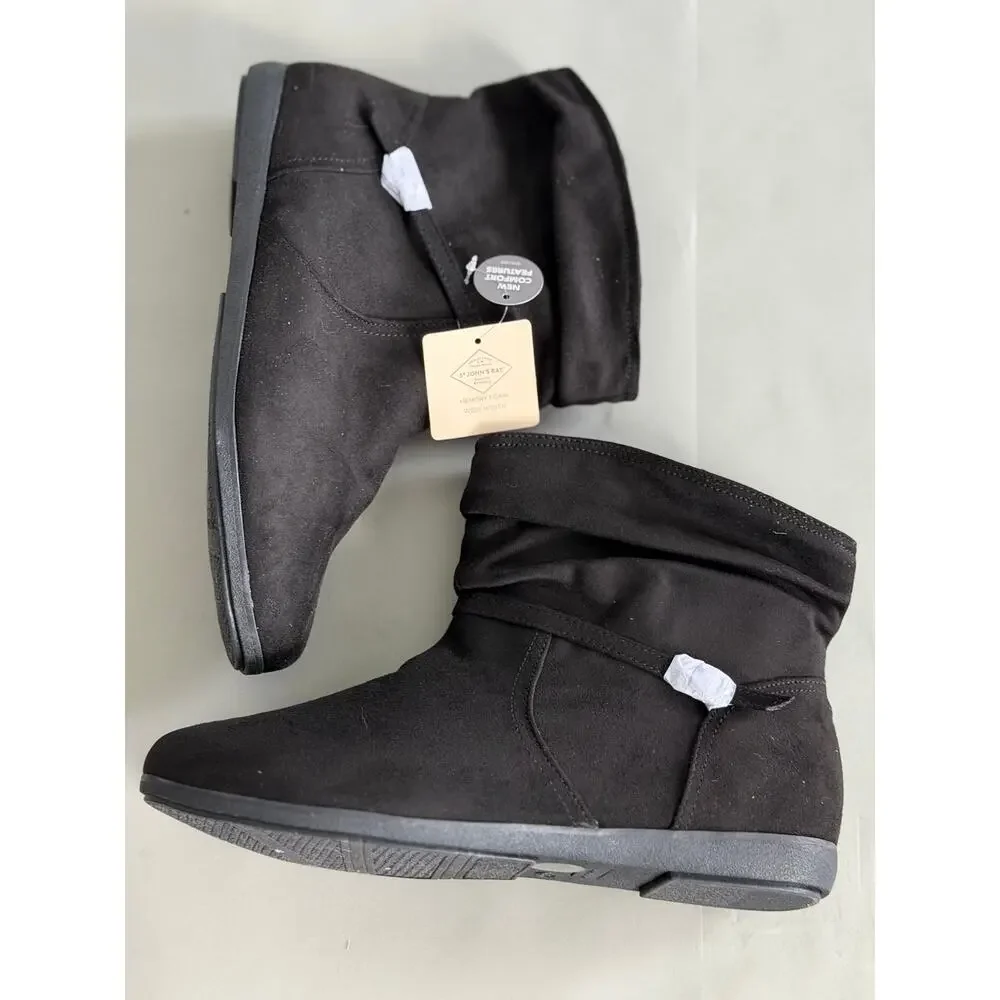 NEW! 12W St. John's Bay Kyle Womens Flat Heel Slouch Boots Black